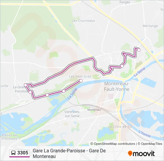 Plan de la ligne 3305 de bus