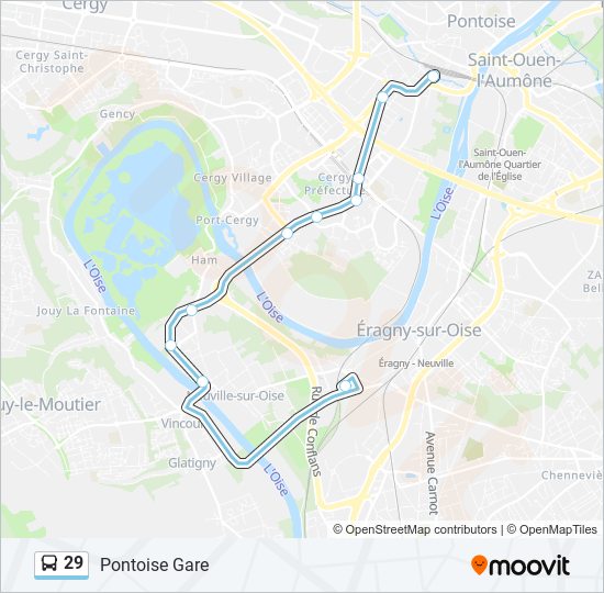 Plan de la ligne 29 de bus