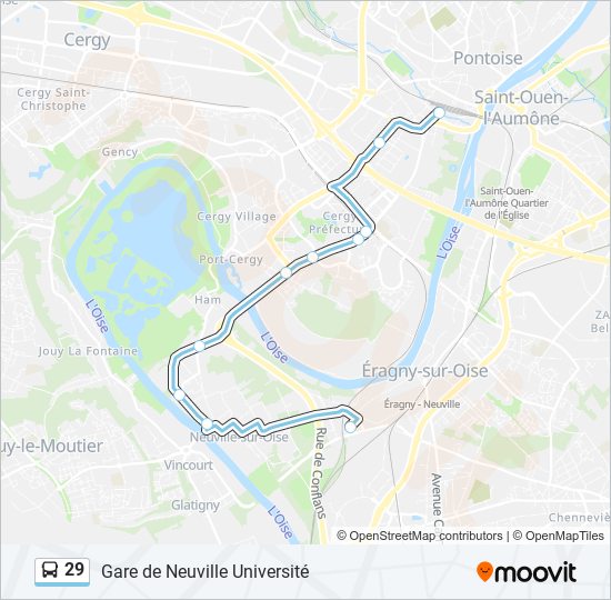 Plan de la ligne 29 de bus