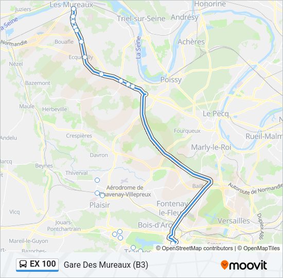 EX 100 Bus Line Map