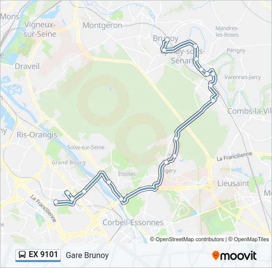EX 9101 Bus Line Map