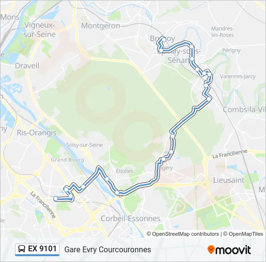 EX 9101 Bus Line Map