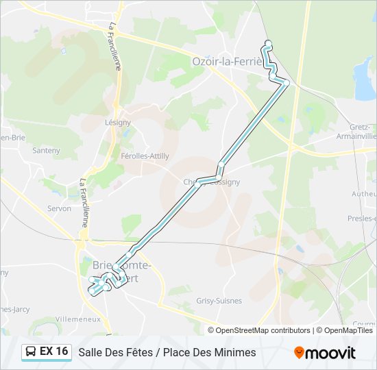 EX 16 Bus Line Map