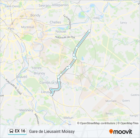 EX 16 Bus Line Map