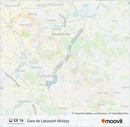 EX 16 Bus Line Map