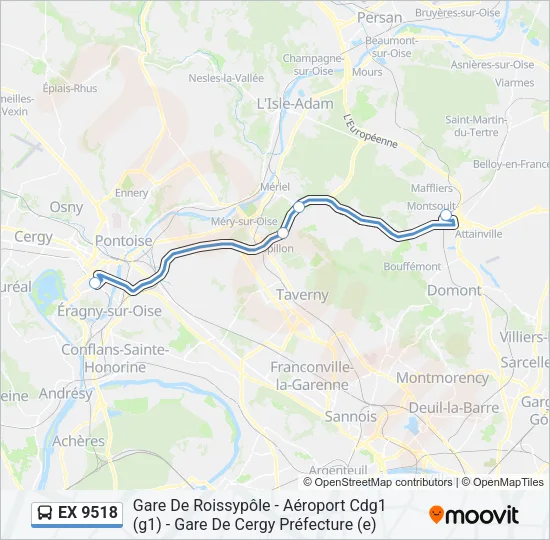 EX 9518 Bus Line Map