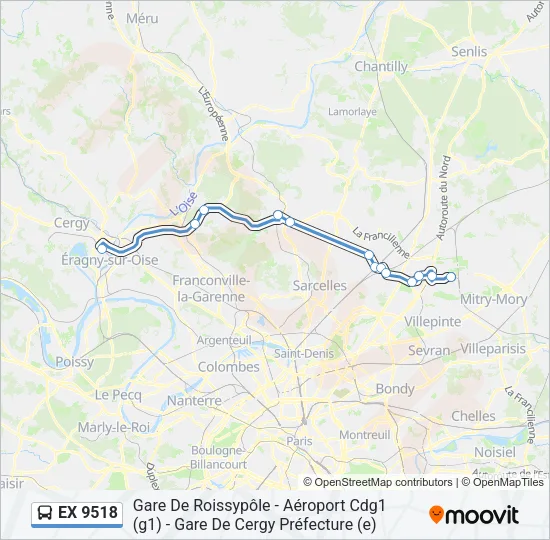 EX 9518 Bus Line Map