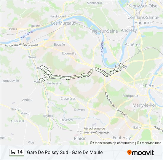 Plan de la ligne 14 de bus