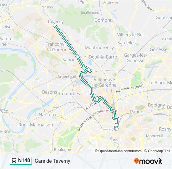 N148 bus Line Map