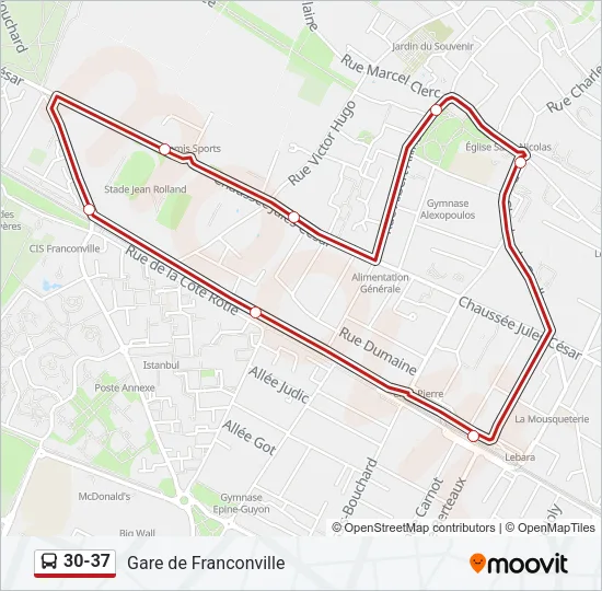 30-37 Bus Line Map