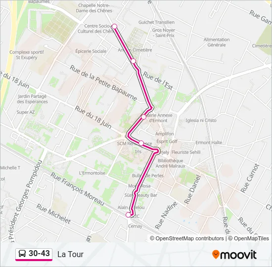 30-43 Bus Line Map