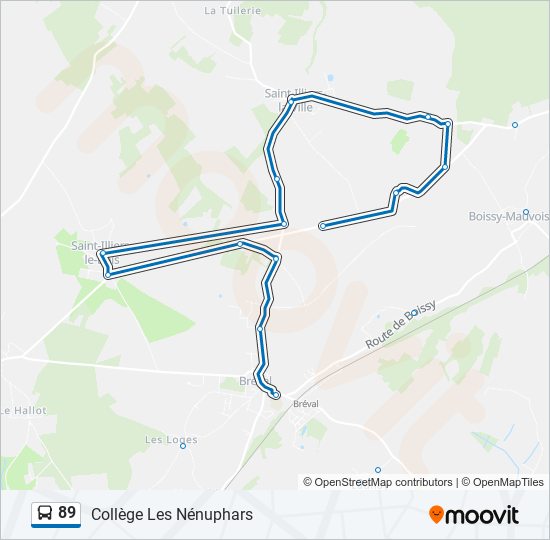 Plan de la ligne 89 de bus