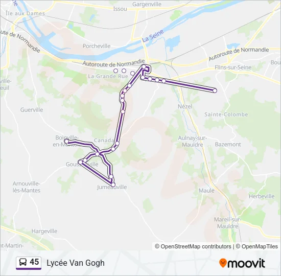 45 Bus Line Map