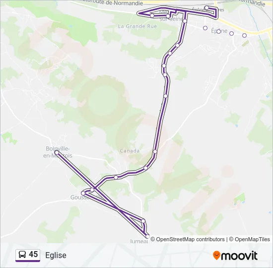 45 Bus Line Map
