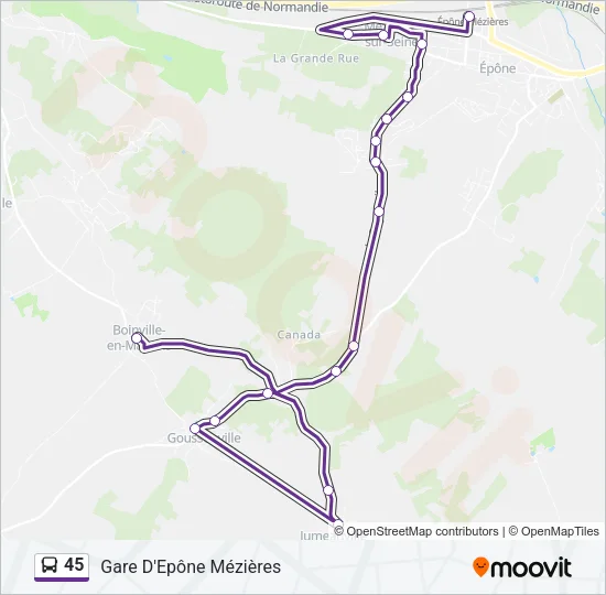 45 Bus Line Map