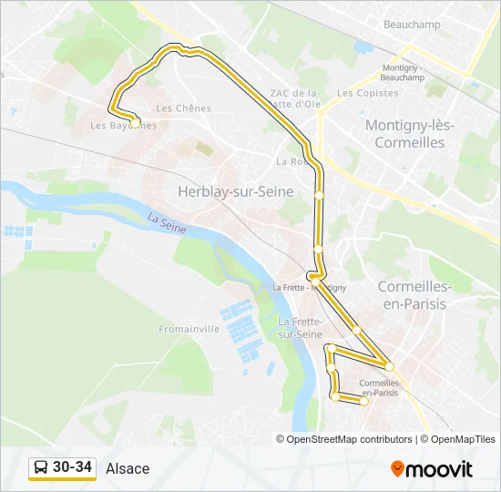 30-34 Bus Line Map