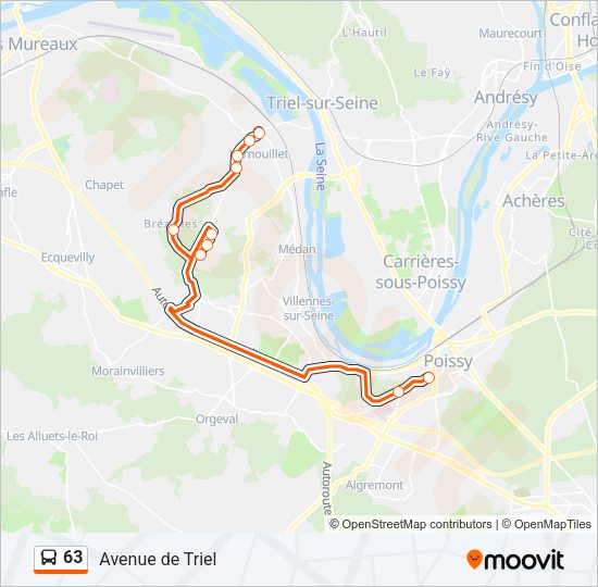 Plan de la ligne 63 de bus