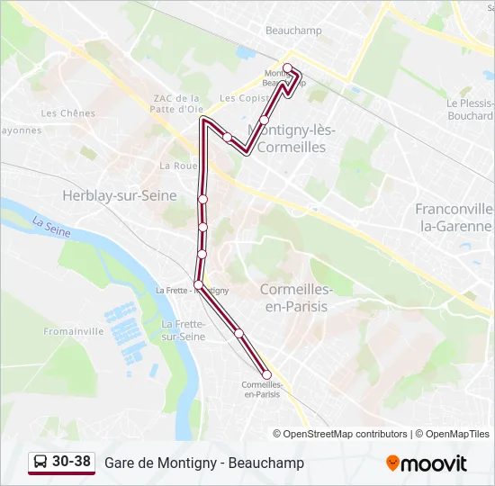 30-38 Bus Line Map