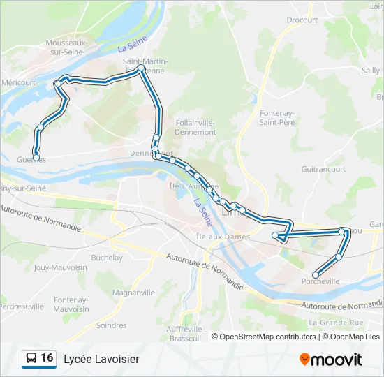 16 Bus Line Map