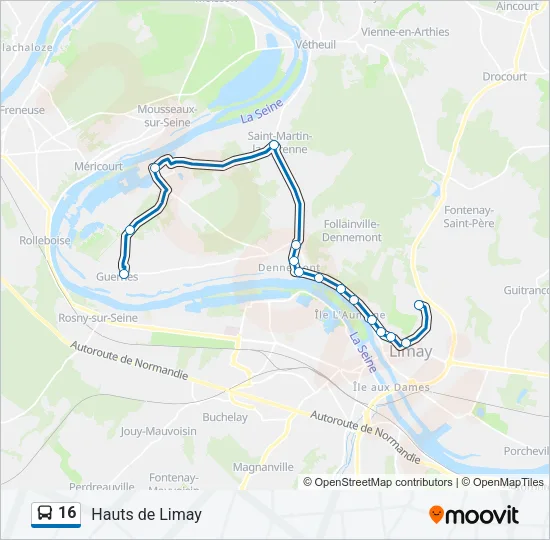 16 Bus Line Map