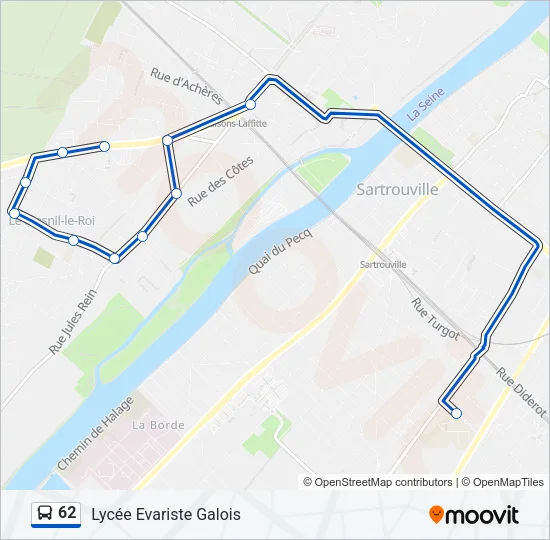 62 Bus Line Map
