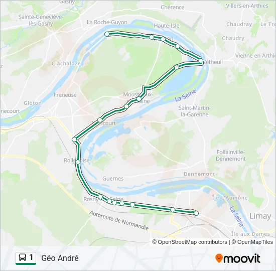 1 Bus Line Map
