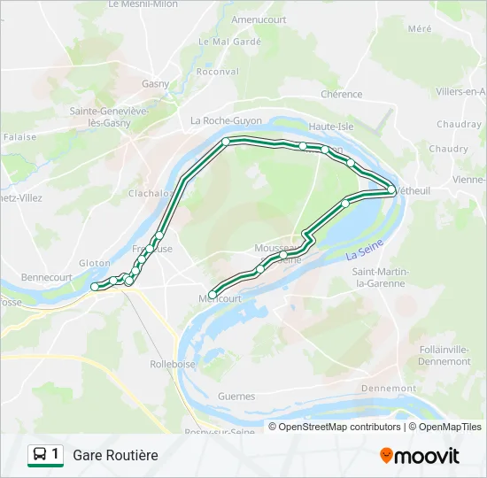 1 Bus Line Map