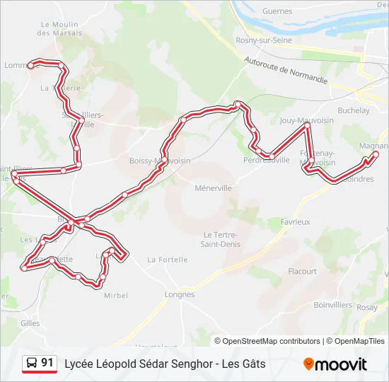 91 Bus Line Map