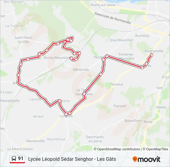 91 Bus Line Map