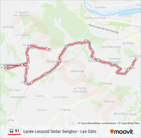 91 Bus Line Map