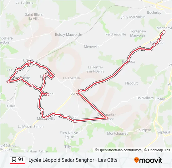 91 Bus Line Map