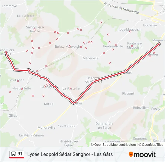 91 Bus Line Map