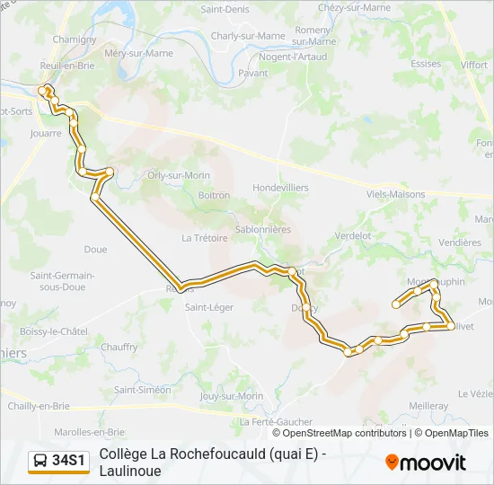 Plan de la ligne 34S1 de bus
