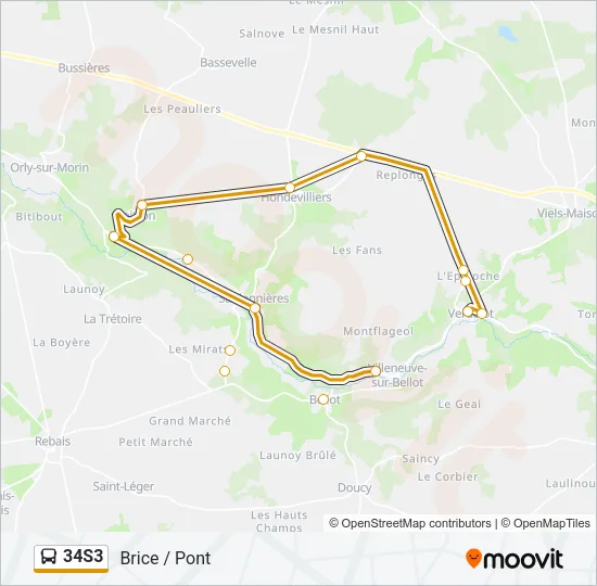 34S3 Bus Line Map