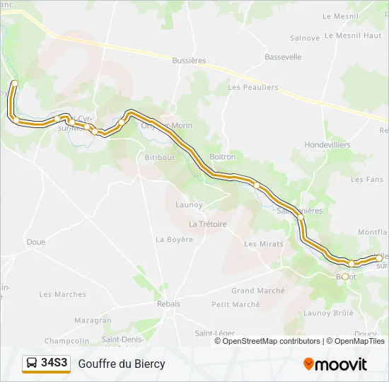 34S3 Bus Line Map
