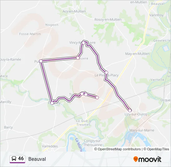 46 Bus Line Map