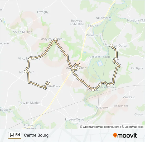 54 Bus Line Map