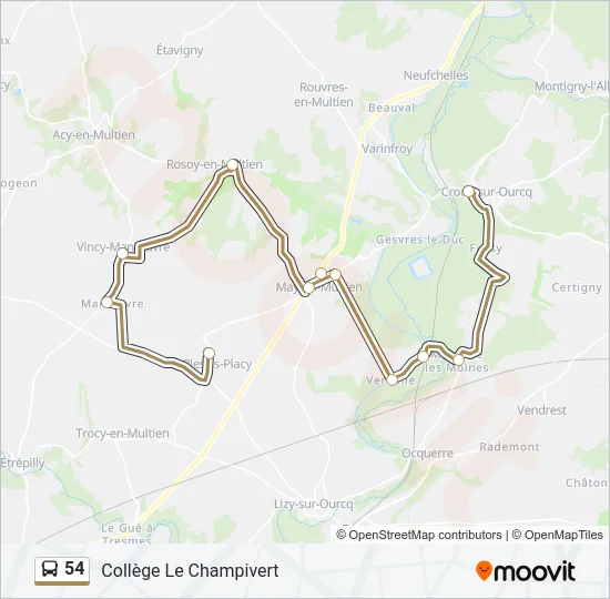 54 Bus Line Map