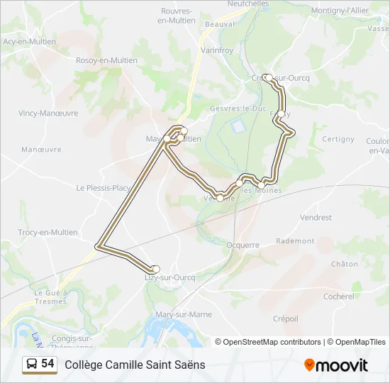 54 Bus Line Map