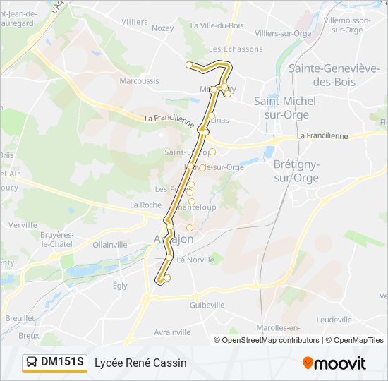 Plan de la ligne DM151S de bus