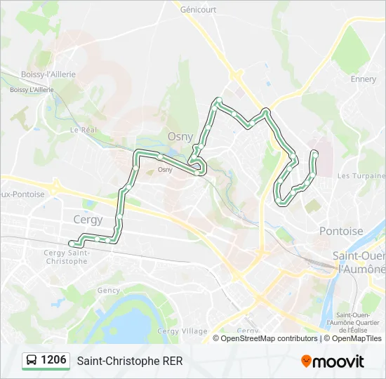 Plan de la ligne 1206 de bus