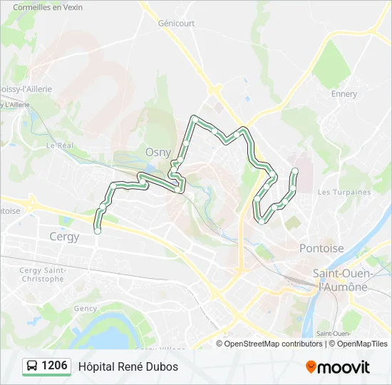 Plan de la ligne 1206 de bus
