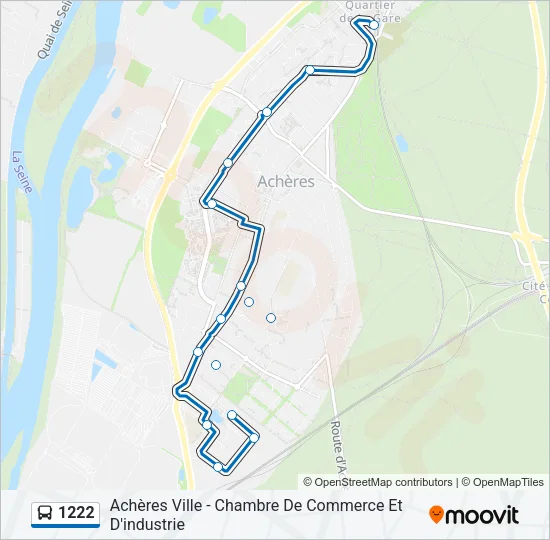 Plan de la ligne 1222 de bus
