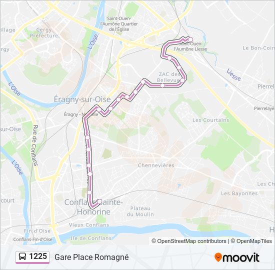 Mapa de 1225 de autobús