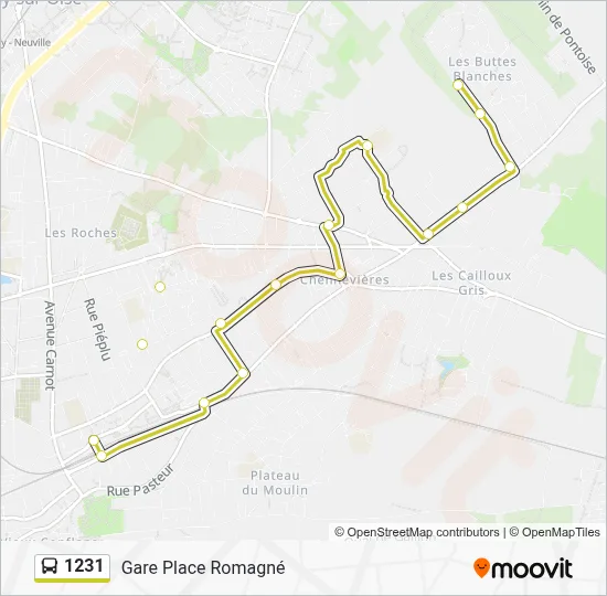1231 Itinéraire: Horaires, Arrêts & Plan - Gare Place Romagné (mis à jour)