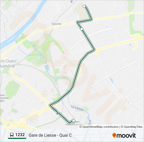 Plan de la ligne 1232 de bus