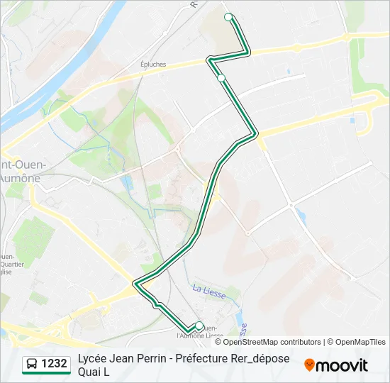 Plan de la ligne 1232 de bus