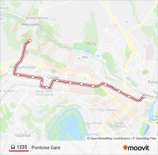 1235 Itinéraire: Horaires, Arrêts & Plan - Pontoise Gare (mis à jour)