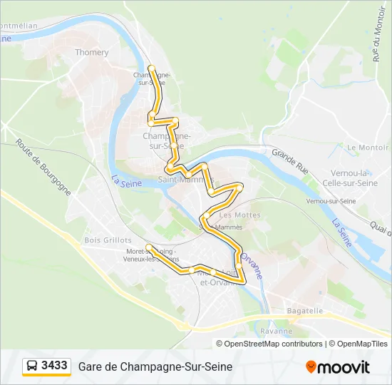3433 Bus Line Map
