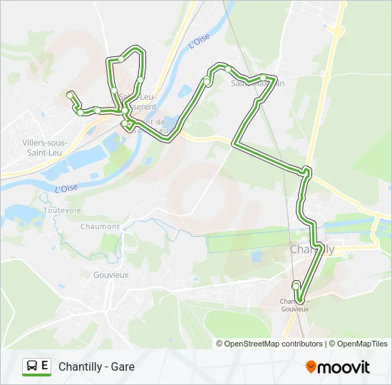Plan de la ligne E de bus
